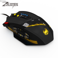 ZELOTES C-12เมาส์แบบมีสายเมาส์สำหรับเล่นเกมส์ออปติคอล12ปุ่มตั้งโปรแกรมได้เกมคอมพิวเตอร์หนู4 DPI 7ไฟ LED แบบปรับได้ Meimiao