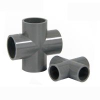 20มม. 25มม. 32มม. 40มม. 50มม. ID สีเทา PVC 4 Way Cross Joint Fitting Coupler น้ำสำหรับสวนชลประทาน