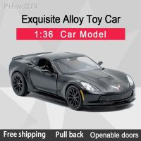 RMZ CITY 1:36 Corvette C7 Cool Black Alloy Diecast Car Model Toy With Pull Back For Children Gifts Toy Collection