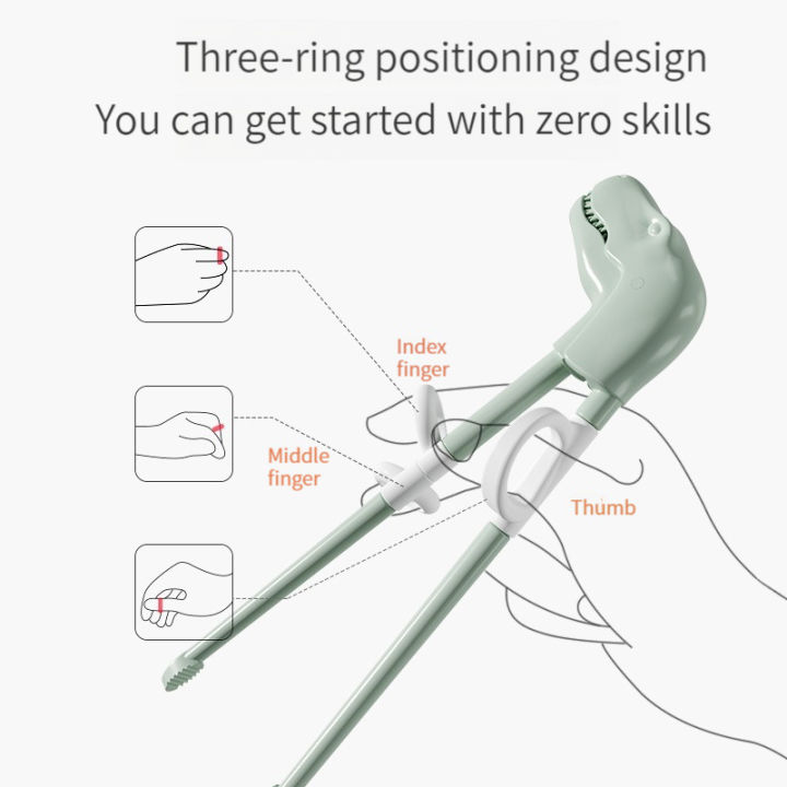 hamshmoc-ตะเกียบฝึกการเรียนรู้ของลูกน้อยไดโนเสาร์สนุกกันลื่นง่ายต่อการจับบนโต๊ะอาหารตัวช่วยการฝึกการกินของเด็กใช้ซ้ำได้ฟรีสำหรับเครื่องมือการเรียนรู้เด็ก