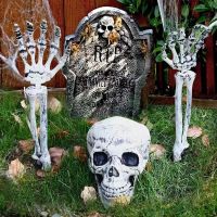 Halloween Skeleton Fake Skeleton Head and Hands Set Scary Skull Decors Halloween Party Haunted House Halloween Decoration