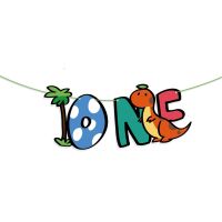 Happy Birthday Banner Dinosaur Cartoon Dino Kids Birthday Party Decorations 1st One Birthday Garland Baby Dinner Chair Bunting Banners Streamers Confe