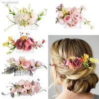 ▣ Flower Hair Combs Rustic Floral Women Artificial Flower Hairpins Brides Wedding Elegant Headpiece Hair Styling Accessories