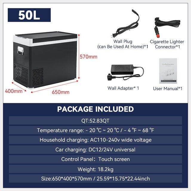 30L 40L 50L Portable Car Refrigerator Freezer Home Electric Compressor