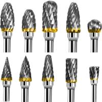 【LZ】✺▼  Tungsten Carbide Milling Cutter Rotary Ferramenta Burr Duplo Diamond Cut Ferramentas Dremel Moagem Elétrica Novo 1/8  Shank 10 Pcs