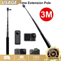 ส่วนขยายที่ครบครัน: 360 ไม้เซลฟี่ 3M Invisible Selfie Stick ขนาดกะทัดรัด Extension Rod สำหรับกล้อง Action Camera Insta360 ONE X3/X2/RS และ GoPro 11 10