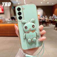 YBD เคสโทรศัพท์มือถือ สำหรับ Samsung Galaxy S22 Plus S22+ S22 Ultra S23 Plus S23+ S23 Ultra S23FE น่ารักลายการ์ตูนพวงกุญแจกระต่ายน้อยขอบตรงซอฟต์เชลล์ส่งซิลิโคน