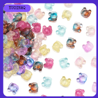 YUOINAQ 100pcs สุ่มแบบสุ่ม ลูกปัดใสหลากสี 14x13mm สีผสมกัน ลูกปัดปูปู ลูกปัดแลมป์เวิร์ค กระจกสำหรับผู้หญิง ลูกปัดแก้วลูกปัด ทำเครื่องประดับ DIY