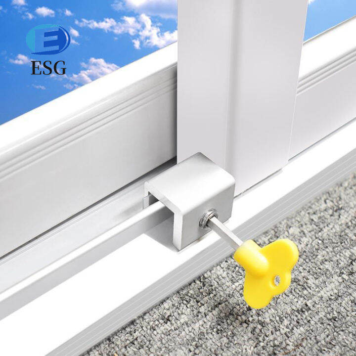 Window Locks, Adjustable Sliding Door Lock with Key, Aluminum Window