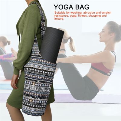 Fashion Yoga Bag Wear-resistant Canvas Pilates Mat Knapsack Thickened Printing Breathable Scratchproof Outdoor Fitness Supplies