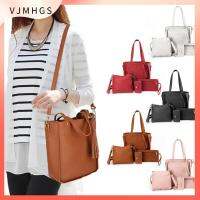 VJMHGS 4Pcs/set ลำลองแบบสบายๆ ความจุสูงมาก แบบพกพาได้ กระเป๋าถือแบบถือ กระเป๋าสตางค์กระเป๋าเงิน กระเป๋าสะพายไหล่แบบสั้น กระเป๋า Crossbody