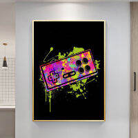 Remote Control Graffiti Abstract Video Game Wall Art Poster Men Teens Print for Dorm Bar Boys Room Kids Bedroom Decor No Framed