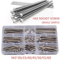 ♕❐ 360PCS Hex Hexagon Socket Cap Head Screws Set Stainless Steel M3 Extension Screw Allen Head Bolt with Nut Washers Assortment Kit