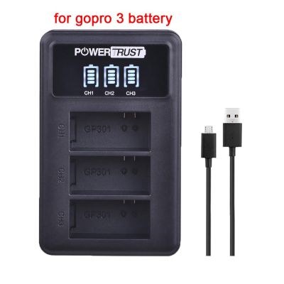 สำหรับ Gopro 3แบตเตอรี่1สำหรับ Gopro 3แบตเตอรี่1 J76 Powertrust USB ที่ชาร์จแบตเตอรี่ Gopro Hero3 Hero4 Hero5สำหรับ Go Pro Hero9 10 11กล้องแอ็กชันสีดำแบตเตอรี่
