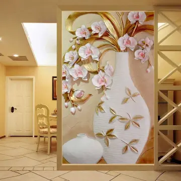 Custom 3D Wallpaper Peacock Flower Hallway Entrance Murals