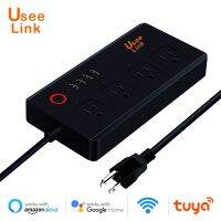 Useelink รางปลั๊กไฟอัจฉริยะ,แถบไฟ Wifi สายไฟต่อหลายเต้าเสียบพร้อม USB 4ตัวและปลั๊ก AC 4ตัวที่ควบคุมโดย Tuya