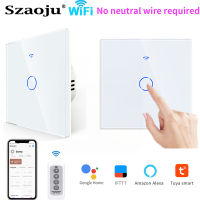 Szaoju Tuya WiFi สมาร์ทสวิตช์ไฟแผงกระจกผนังสมาร์ทสวิทช์สากล100-240โวลต์สำหรับสหภาพยุโรปสมาร์ทโฮมไลฟ์ Alexa Home