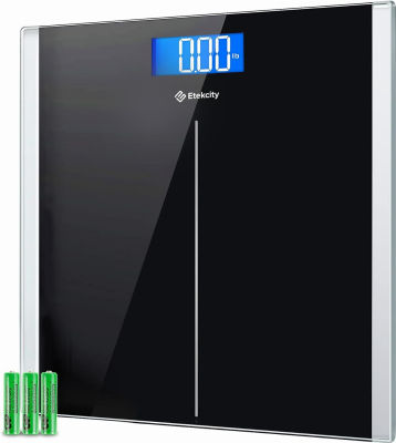 Etekcity Bathroom Scale for Body Weight, Highly Accurate Digital Weighing Machine for People, Large Size and Backlit LCD Display, 6mm Tempered Glass, 400 Pounds Non-Smart Black