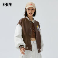 Semir Outerwear Women Oversize Motorcycle Style Baseball Collar Top Autumn 2022 New Pu