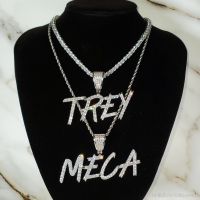 ♚  Letters Customized Name Pendent Necklaces Iced Out Stones Hip Hop Jewelry Birthday Gifts Him