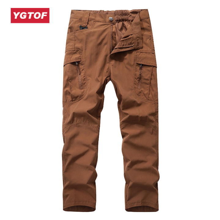 ygtof-กางเกงคาร์โก้ผู้ชายใหม่กางเกงกางเกงแทร็คกางเกงลายพรางทหารกระเป๋าหลายช่องสำหรับผู้ชายกางเกงเอวยางยืด
