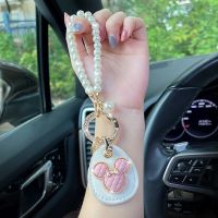 hgjmgkkk Cartoon Car Key Ring Pendant Cute Girl Car Key Chain Bead Necklace Leather Case Ornaments Universal car accessories interior