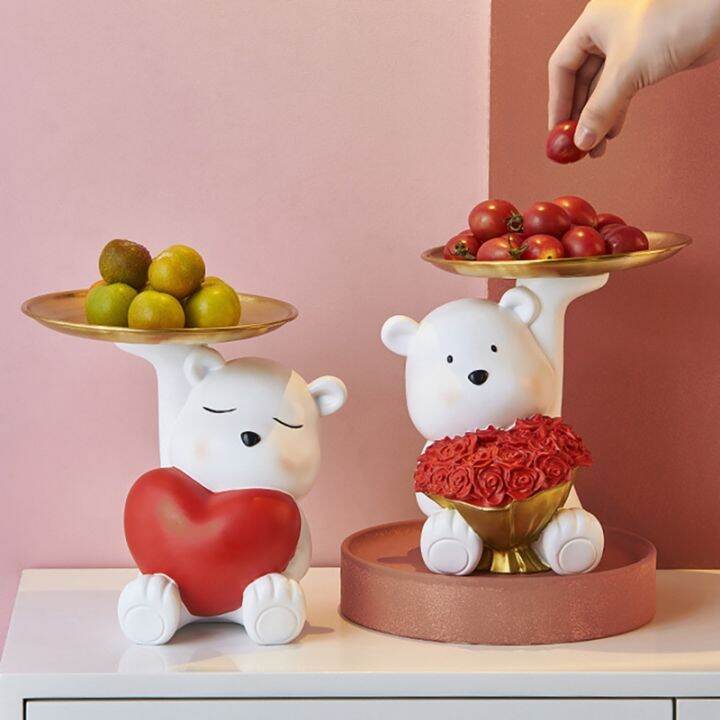 creative-white-bear-sculpture-statue-storage-tray-snacks-candy-fruit-keys-and-sundries-storage-tray-decoration-craft