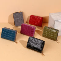 【CW】Organ Style Card Holder Zipper Card Bag Women Crocodile pattern Coin Purse Multi-card Document Package Mini Multi-function Lady