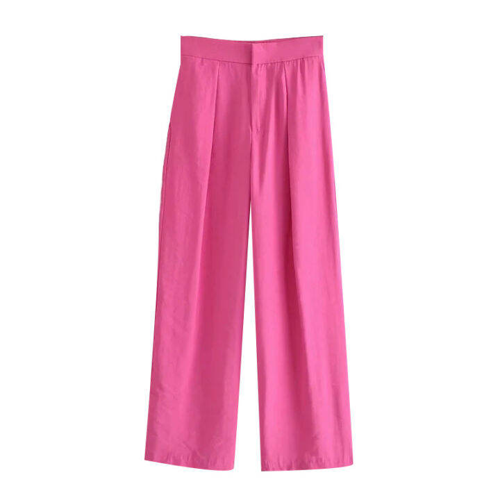 traf-women-chic-fashion-side-pockets-wide-leg-pants-vintage-high-waist-zipper-fly-female-trousers-mujer