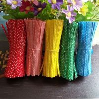【hot】 250Pcs Multicolor Color Dot Print Twist Ties Wire Pops Gifts Supplies