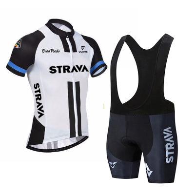 STRAVA  Pro Summer Cycling Jersey Set Mountain Bike Clothing MTB Bicycle Clothes Wear Maillot Ropa Ciclismo Men Cycling Set