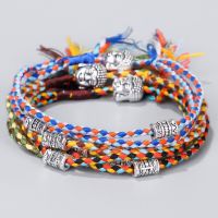 Tibetan Buddha Head Amulet Thread Woven Rope Bracelets For Women Buddha Charm Friendship Couple Pendent Bracelet Men Gift Charms and Charm Bracelet