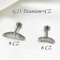 10Pcs Body Piercing เครื่องประดับ G23 Titanium Clear Shine CZ Lip Labret Bar หูสั้น Barbells Helix Tragus Rook กระดูกอ่อนใหม่