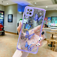 TFOSTNY ฝาครอบโทรศัพท์แบบนิ่มอีพ็อกซี่,เคสกันกระแทกสำหรับ Samsung S21 S22 Ultra Plus S20 FE สำหรับ Samsung A33 A53 A51 A71 A31 A12 A13 A73เคสผีเสื้อกลิตเตอร์