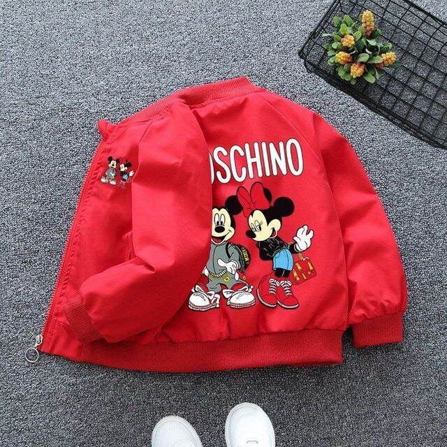 mickey-minnie-zipper-boys-girls-jacket-coat-2023-spring-cartoon-uniform-windbreaker-outerwear-2-7-years-children-casual-clothes