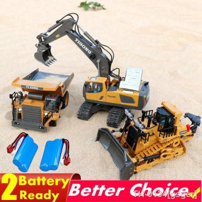 ◐☊ Controle Remoto Escavadeira para Crianças Alloy Dump Truck Engenharia Bulldozer Road 4WD Veículo Menino Menina Kids Gift