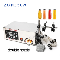 Liquid Filling Machine เครื่องบรรจุของเหลวสองหัว ZONESUN เครื่องบรรจุน้ำไมโครคอมพิวเตอร์อัตโนมัติของเหลวเครื่องบรรจุ5-3.5L