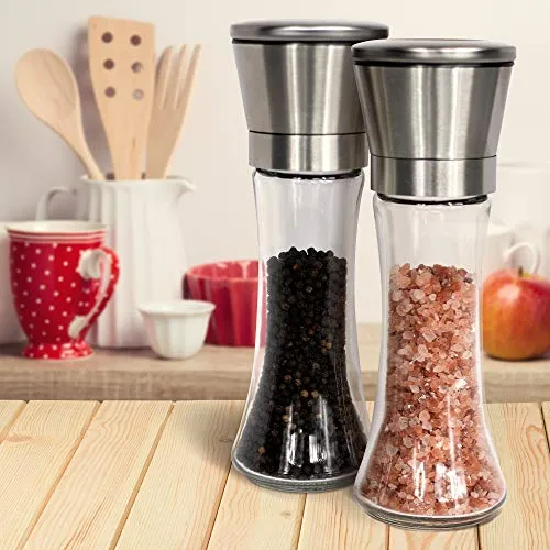 Kibaga Elegant Salt And Pepper Grinder Set - Premium Tall Stainless Steel  Shakers - Enjoy Your Favorite Spices, Fresh Ground Pepper