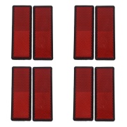 8X Rectangle Red Reflectors Universal for Motorcycles ATV Bikes Dirt Bikes