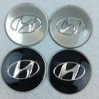 4ชิ้น/เซ็ต65มม. 56มม. ฝาศูนย์กลางล้อยางสติกเกอร์ที่รองเท้าสำหรับรถ Hyundai ติดกลางที่ครอบยี่ห้อรถยนต์โลโก้สัญลักษณ์ตกแต่งสีดำสีเงิน