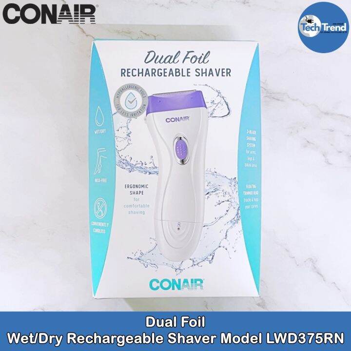 (Conair) Dual Foil Wet/Dry Rechargeable Shaver Model LWD375RN เครื่อง