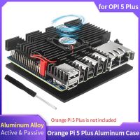 For Orange Pi 5 Plus Aluminum Case Active Passive Metal Cooling Radiator with Cooling Fan Heatsinks Metal Shell Replacement