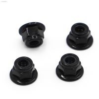 ♘ 10pcs M3 M4 M5 M6 M8 Black Carbon Steel Hex Flange Nylon Insert Lock Nut Self-locking Nylock Locknut