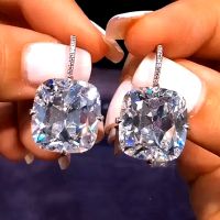 Huitan Luxury White Cubic Zirconia Dangle Earring Women Wedding Engagement Party Female Elegant Accessories New Trendy Jewelry