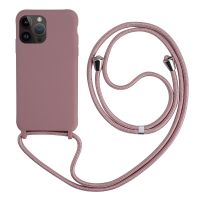 Crossbody Necklace Strap Lanyard Cord Phone Case For iPhone 14 Plus 13 12 11 Pro Max Solid Color Silicone Soft TPU Back Cover