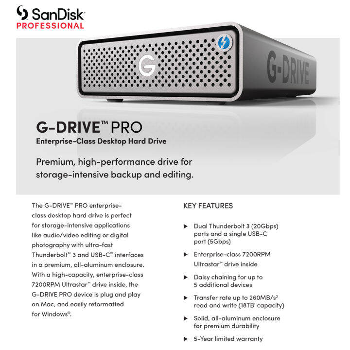 sandisk-professional-g-drive-pro-12tb-sdph51j-012t-sbaad-enterprise-class-desktop-drive-thunderbolt-3-20gbps-usb-c-5gbps-7200rpm-ultrastar-drive-inside-hdd-ฮาร์ตดิสก์-ประกัน-synnex-5-ปี