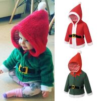 [Cos imitation] Bambini Natale คอสเพลย์ Babbo Natale Natale Elfo เครื่องแต่งกาย Bambino Bambino Rosso Verde Felpa Con Cappucio Cappotto Di Peluche X Mas ชุด Regalo Per Ragazzi Ragazze