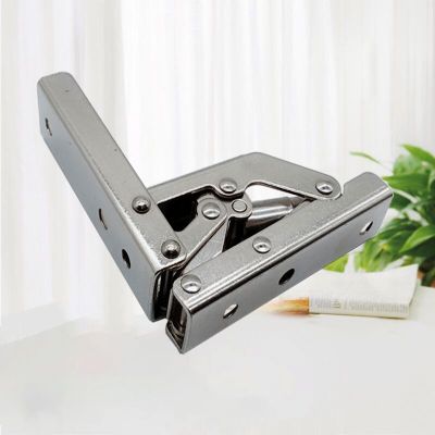 【LZ】 2PCS 90 Degree Self-Locking Folding Hinges Hole-free Hinge Table Legs Brackets 180 Degree Flat Spring Folding Hinge Hardware