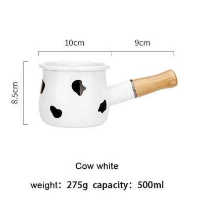Enamel Milk Pot With Wooden Handle Gas Stove Induction Cooke Baby Breakfast Milk Coffee Pot Saucepan Cookware Kitchen Gadget