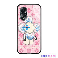 พร้อมเคสโทรศัพท์สำหรับ OPPO A58 4G เคสฝาหลัง,เคสโทรศัพท์พร้อมส่งสำหรับกระจกเทมเปอร์มันวาวกันกระแทกลายทาง